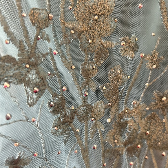 Brand new Mac Duggal dress. Seafoam bluish green, long sleeves. - Picture 9 of 16